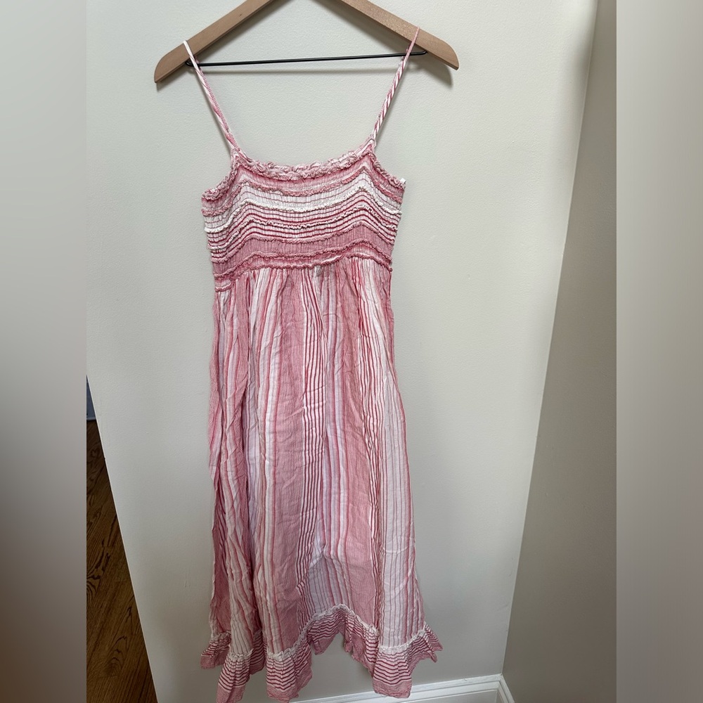 Max Studio Red and White Smocked Sundress